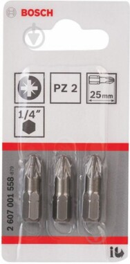 Bosch 2607001558 3 біти Extra Hard 25 мм PZ2