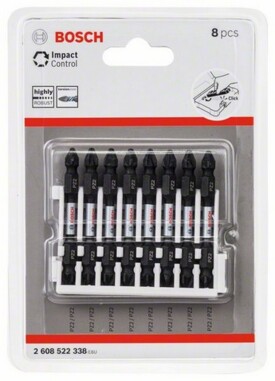 Bosch 2608522338 Касета двосторонніх ударних біт Impact Control 65 мм PZ2 / PZ2 8 шт