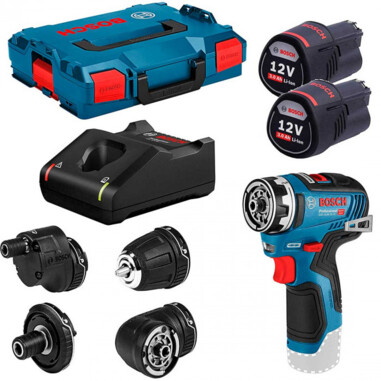 Безщітковий акумуляторний дриль-шурупокрут Bosch Professional GSR 12V-35 FC із 4 адаптерами в L-Boxx 102 із 2 акб GBA 12V 3.0Ah та з/п GAL 12V-40 (06019H3000)