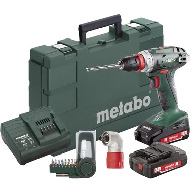 Шуруповерт Metabo BS 18 Quick + Кутова насадка + Набір біт (602217870)