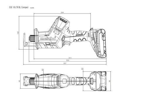 Акумуляторна шабельна пилка Metabo SSE 18 LTX BL Compact Каркас Metaloc (602366840) фото 2